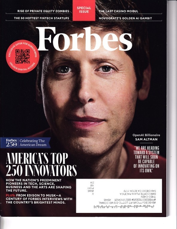 Sam Altman (Open AI) February March 2026 Forbes magazine issue NEW NEVER READ