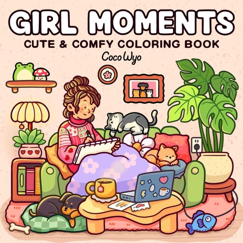 NEW Girl Moments Coloring Book for Adults and Teens Featuring Cute Cozy BOOK#584