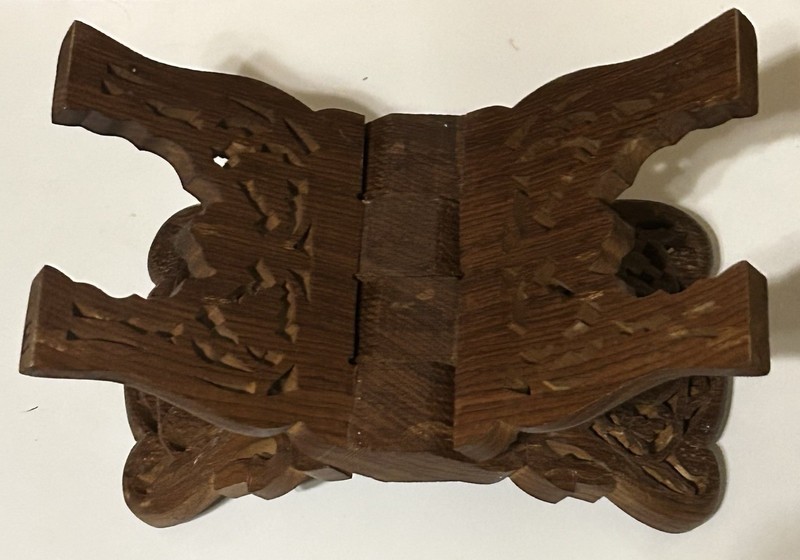 Teak Wood Book/Bible/Cookbook Display Stand Hand Carved Foldable gallery