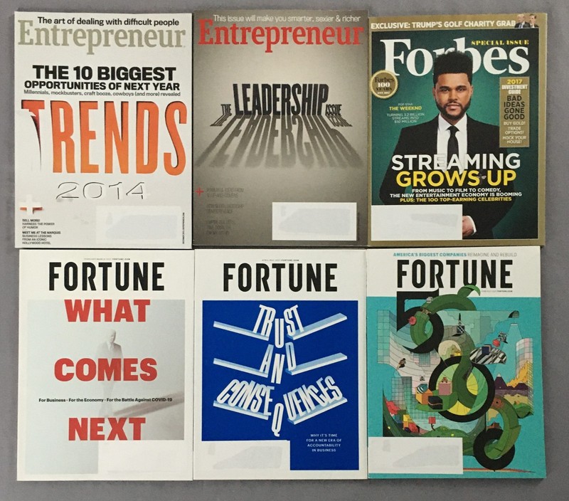 2 Entrepreneur/1 Forbes/3 Fortune Magazines Lot of 6 Dec 2013 – Jun/Jul 2021