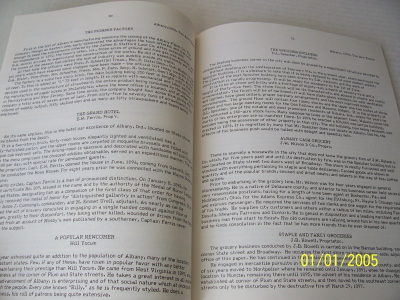 "Yester-Year Albany" Book - INDIANA RARE - 8 1/2" x 11" w/92 Pages gallery
