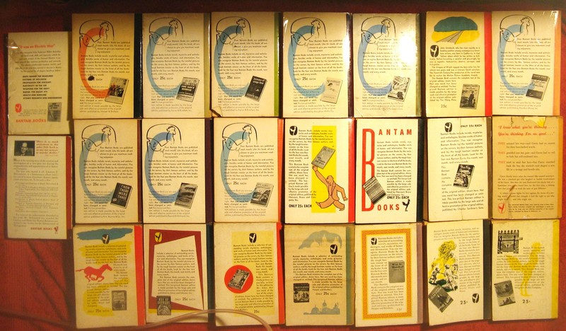Lot of 23, very earliest BANTAM vintage paperbacks; late 1940s, all below #100 gallery