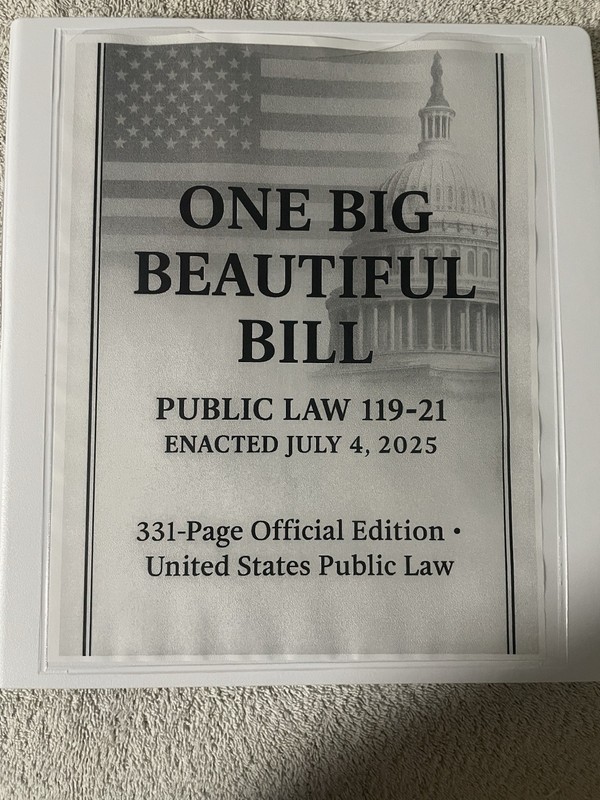 One Big Beautiful Bill — 331-Page Public Law 119-21 (July 4 2025) — Printed Bind