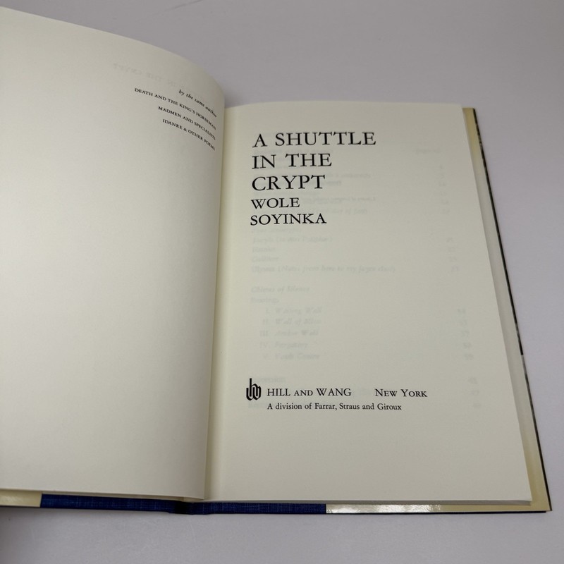 A SHUTTLE IN THE CRYPT By Wole Soyinka Hardcover First US Edition 2nd Printing gallery