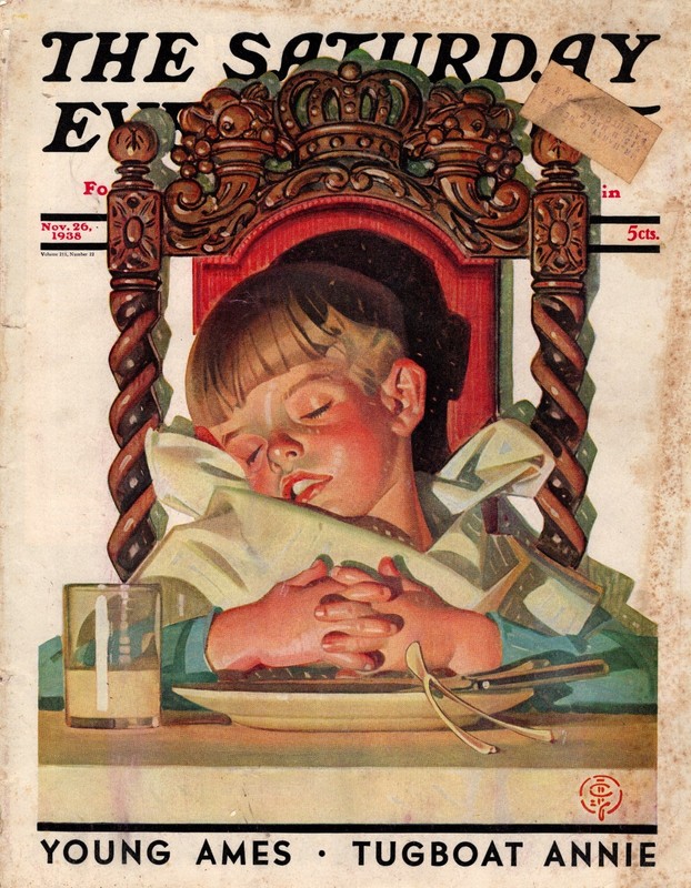 1938 Saturday Evening Post November 26 – J C Leyendecker Thanksgiving; Football