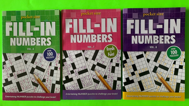 Fill-In Numbers Puzzle Book Vol. 4-7-8 Travel size