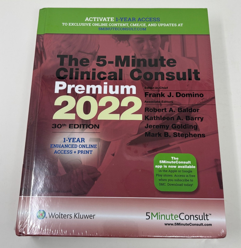 5-Minute Clinical Consult 2022 Premium – Hardcover Frank J Domino NEW & SEALED!
