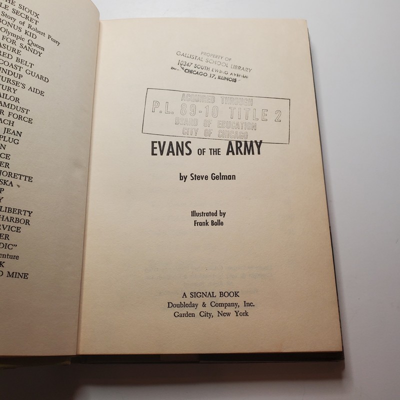 1st Edition EVANS OF THE ARMY Steve Gelman Frank Bolle HC DJ YA Military Chapter gallery