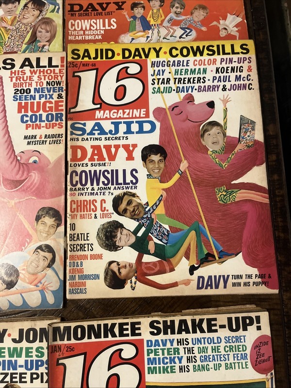 16 Magazine 12 Issues 1968 Teen As Is Monkees Beatles Doors Hermits gallery