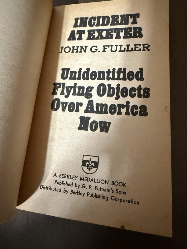 John G. Fuller INCIDENT AT EXETER 1974 Berkley Medallion 4th Printing UFOlogy gallery