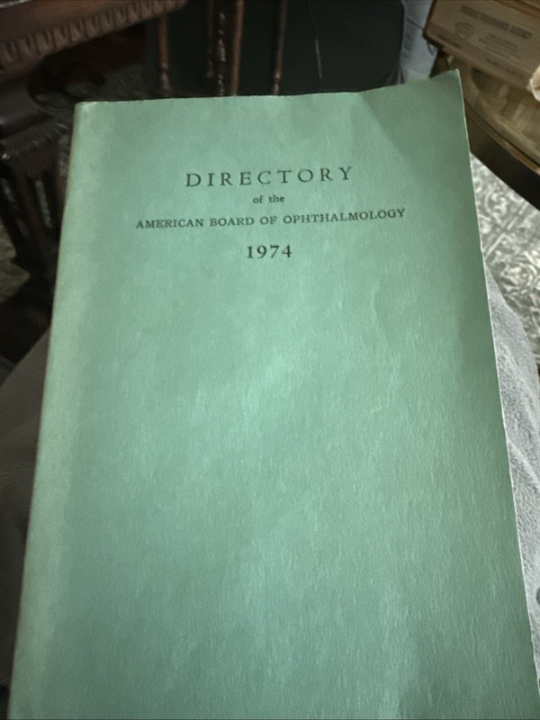American Board Ophthalmology Directory Book 1974 Vintage Medical Ophthalmologist