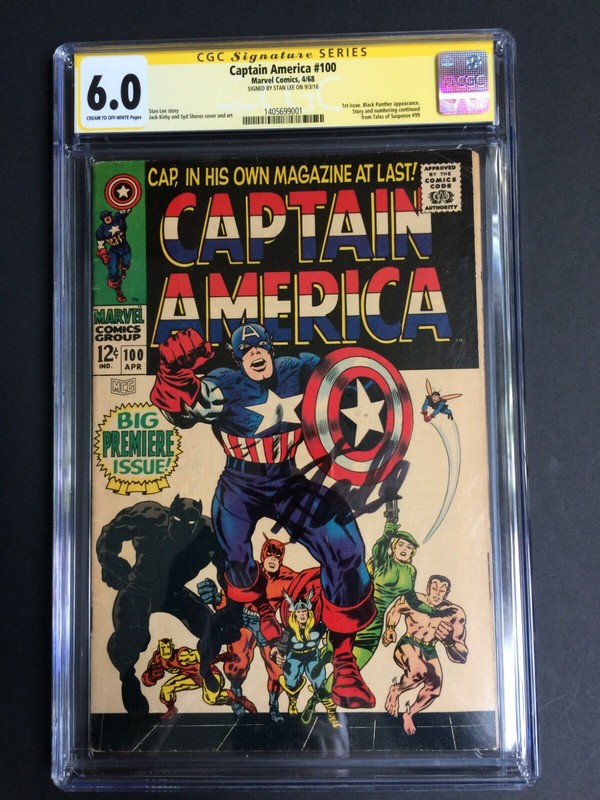 Captain America #100 1st SA Issue In Own Title! Stan Lee SS CGC 6.0 1405699001