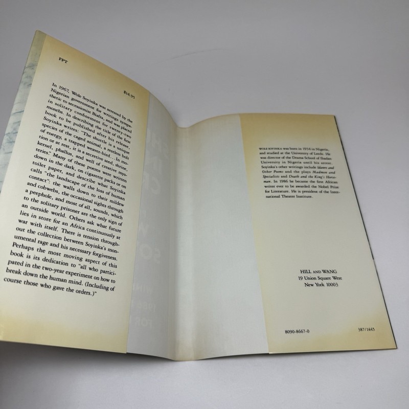 A SHUTTLE IN THE CRYPT By Wole Soyinka Hardcover First US Edition 2nd Printing gallery