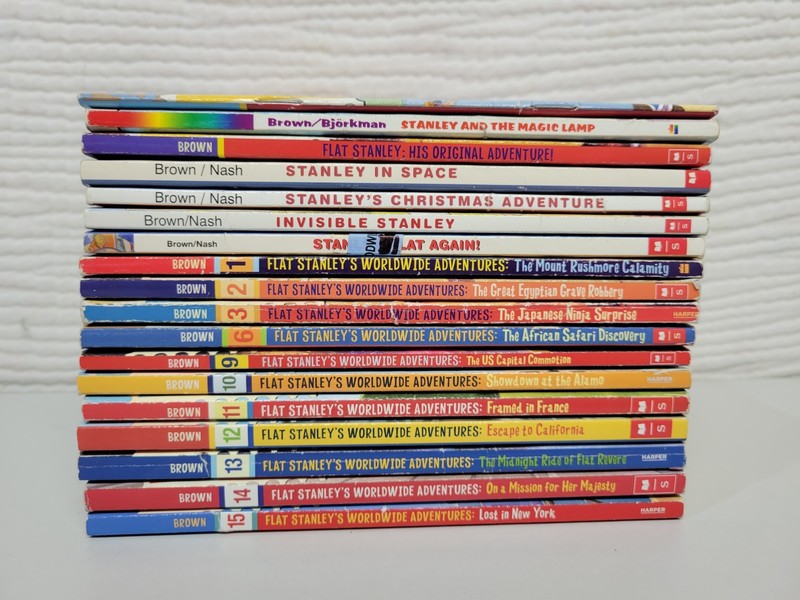 Lot of 18 Flat Stanley & Flat Stanley's Worldwide Adventure PB Books Jeff Brown gallery