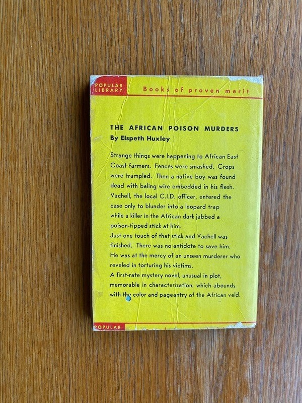 Elspeth Huxley African Poison Murders 1st US paperback ed # 100 Fair gallery
