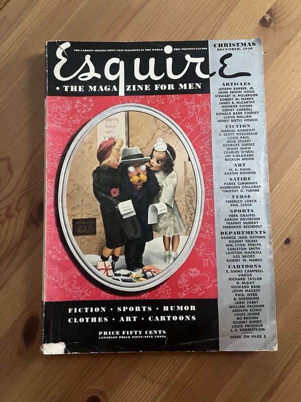 Esquire Magazine – Vintage December 1940 Christmas F. Scott Fitzgerald Varga