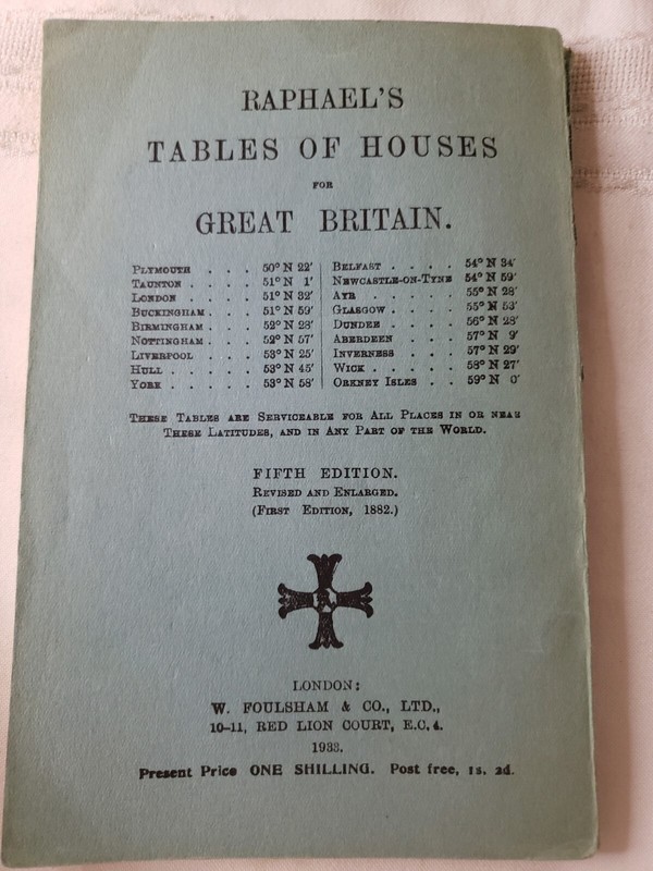 1938 Tables Of Houses For Northern Latitudes 50" N. 0" & 59" N. 56" gallery