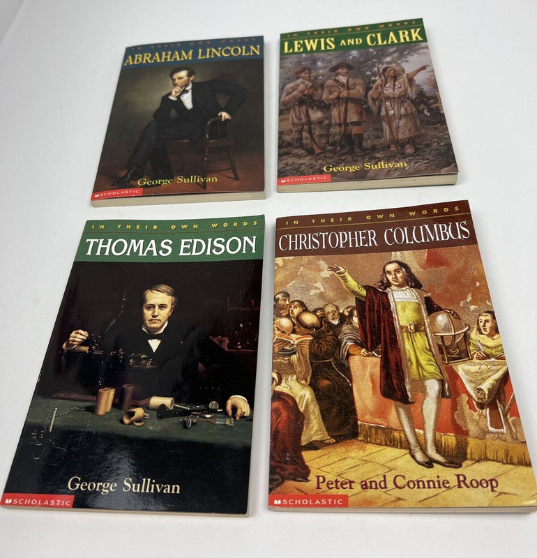 4 In Their Own Words Biography Set Books Lincoln Lewis & Clark Columbus Edison