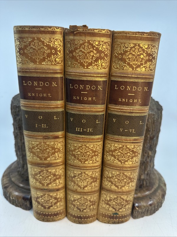 London Charles Knight 1851 3 Vols in 3 Books Fine Leather Gilt Illus (6-17)