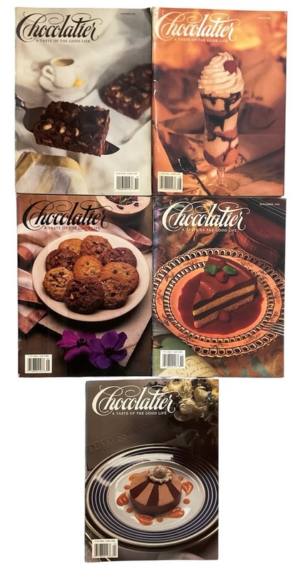 Vtg 1990 & 1991 Chocolatier Magazine Lot Of 5 Issues Desserts Chocolate Recipes