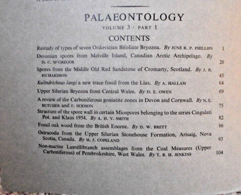 Palaeontology magazine Volume 3 in 4 Parts 1960-1961 Illustrated Plates gallery