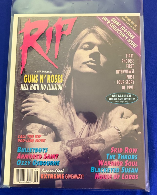 VTG Sept 1991 RIP Guns n Roses ISSUE MAGAZINE BAGGED&BOARDED COMPLETE Ozzy
