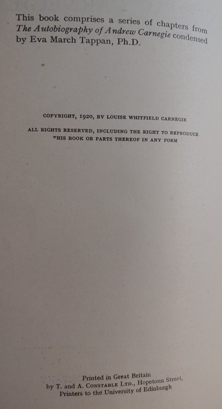 1920 My Own Story, Andrew Carnegie 1st Ed. Wall Street Stock Market U.S. Steel gallery