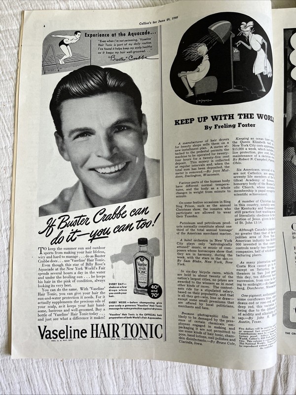 1940 JUNE 29 COLLIER'S MAGAZINE - NICE VINTAGE COVER & ADS gallery