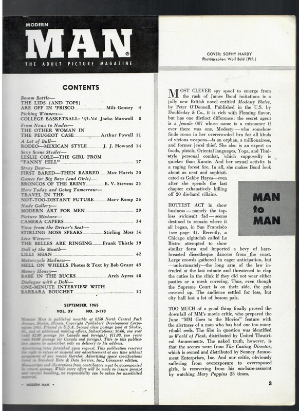 MODERN MAN Magazine Sept. 1965 Lilli Shan, Carol Doda, Leslie Cole, June Palmer gallery