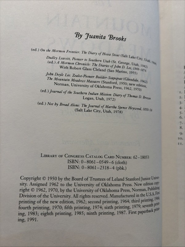Mountain Meadows Massacre by Juanita Brooks Hardcover gallery