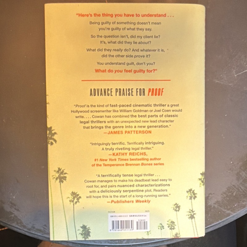 Gallery Books Proof by Jon Cowan Hardcover Legal Thriller Crime Novel gallery