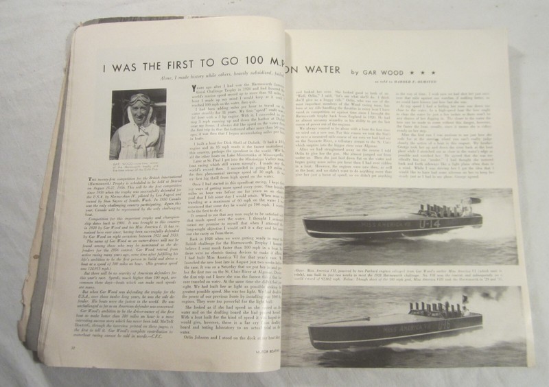 MOTOR BOATING Magazine -- August, 1956 -- GARFIELD "GAR" WOOD gallery