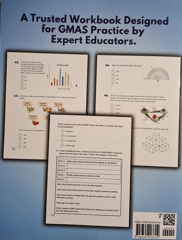 GMAS English (ELA) Mathematics Grade 4 2 in 1 2025 Workbook by Jason Reed gallery