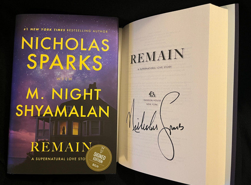 Nicholas Sparks signed Remain 1st printing hardcover book M. Night Shyamalan