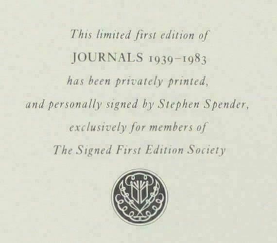 Signed Stephen Spender 1st Edition/1st Printing LEATHER Journals 1939-1983 Poet gallery