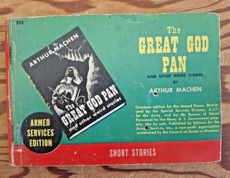 1945 The Great God Pan Arthur Machen Armed Services Edition ASE 940 PBO edition