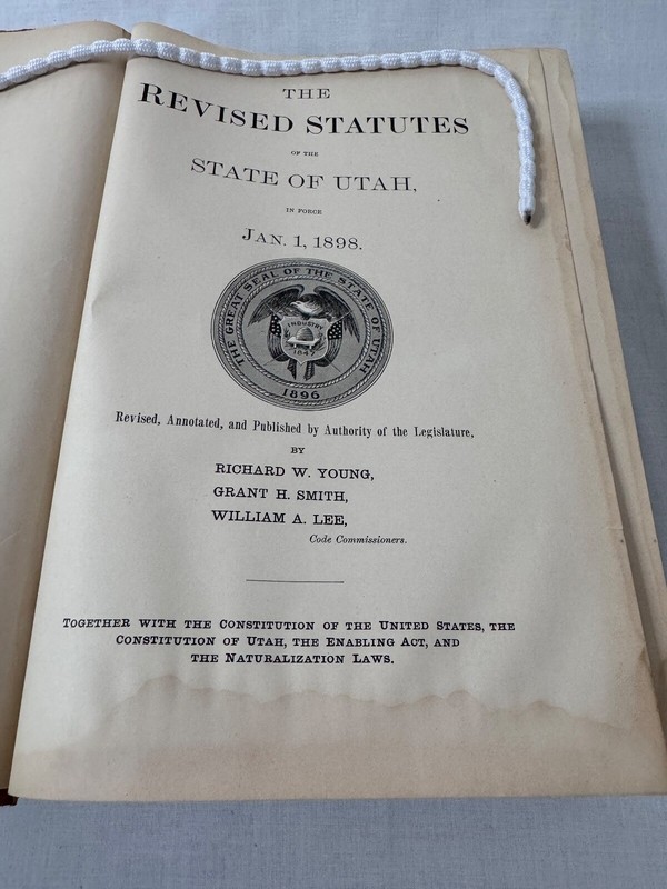 The Revised Statutes The State of Utah 1898 Hardcover Book 1st Edition Vintage gallery