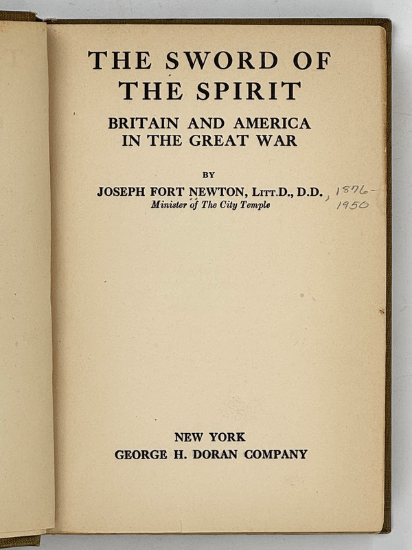 1918 NEWTON. The Sword of the Spirit. [Britain and America in the Great War.] gallery