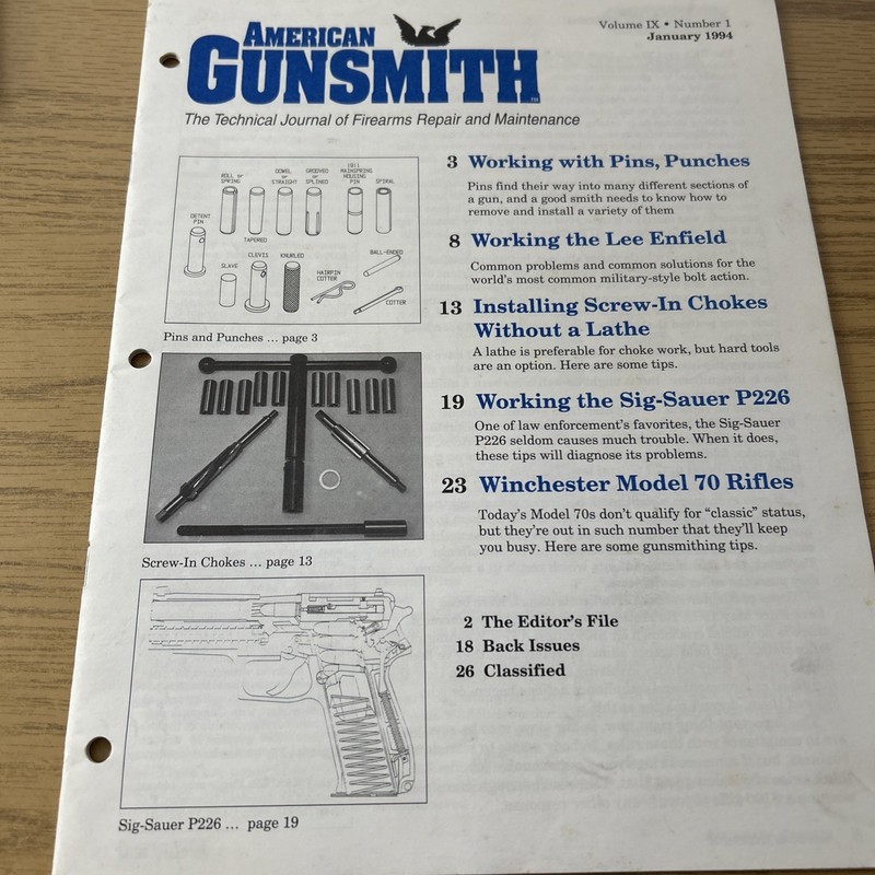 AMERICAN GUNSMITH JANUARY 1994, WORKING THE SIG – SAUER P 226.