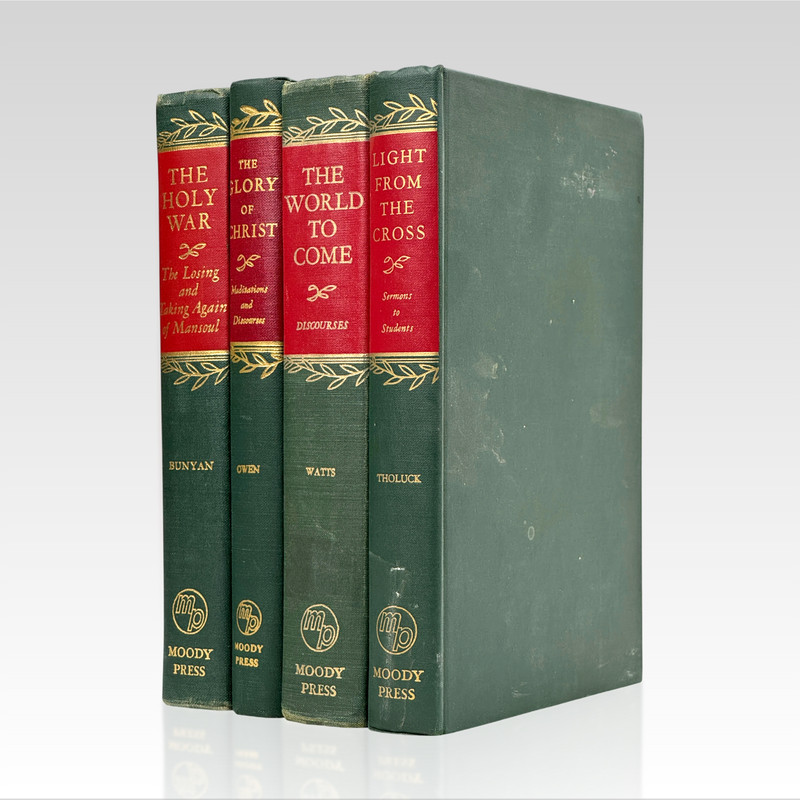 1940s-1950s Lot of 4 Moody Press Christian Classics Tholuck Owen Watts Bunyan HC
