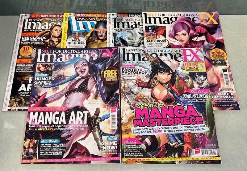 IMAGINE FX magazine 2013-20l6 Lot of 6 Fantasy & Sci-Fi Manga Subscriber Issues