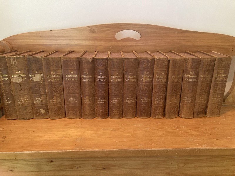 Rare 1893 The International Cyclopedia 15 Vol Set – Original Case, Leather Bound