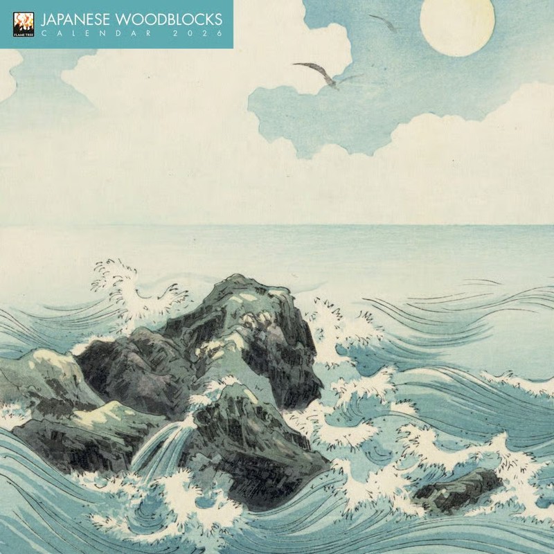 Flame Tree Publishing, Japanese Woodblocks 2026 Wall Calendar, 12» X 12», 12-