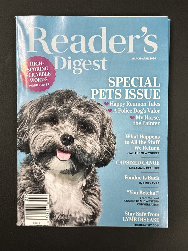 Readers Digest Magazine March April 2024 Special Pets Issue