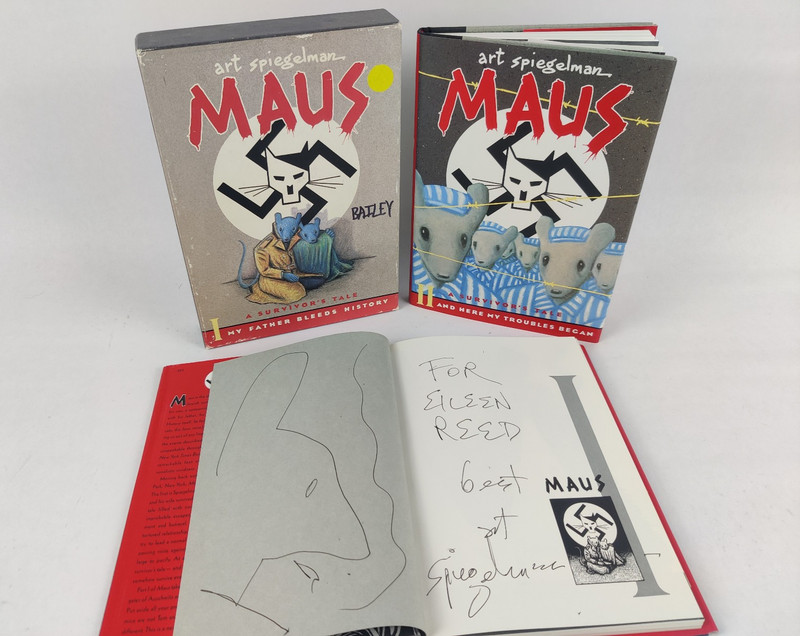 SIGNED & SKETCH Maus ART SPIEGELMAN Hardcover Set I & II