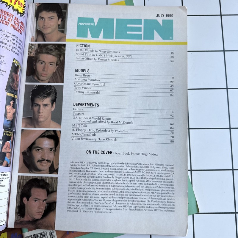 advocate men magazine July 1990 w/ Ryan Idol gallery