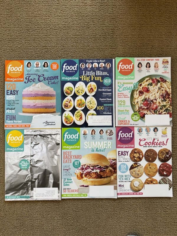 Lot of 6 Food Network Magazines Cooking Cookbook Recipes 2016-2019