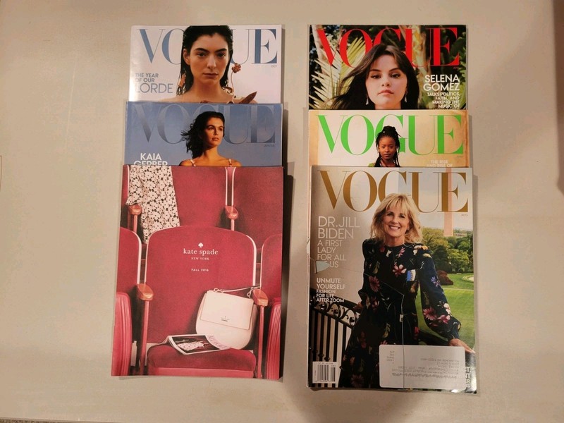 Huge (5x) Vogue Mag Used 2021 Lot + Fall 2016 K. Spade Ad. (Aug. Is Cut, As Is)
