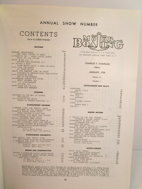 1938 Show Number MOTOR BOATING Yacht Club Library Edition Vol 61 No. 1 January gallery