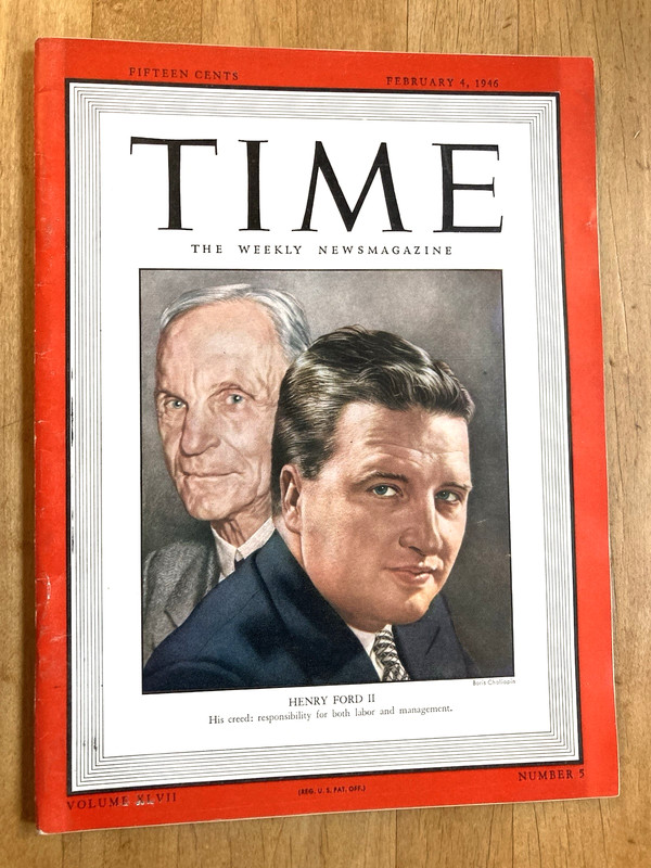 TIME MAGAZINE-FEBRUARY 4, 1946-HENRY FORD II-NO LABEL-COMPLETE, CLEAN & NEAT